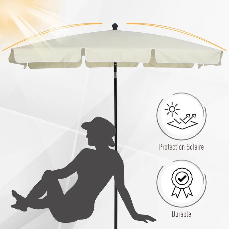 Parasol inclinable jardin 198 x 130 x 245 cm protection solaire toile 160 g/m² contemporain en polyester beige clair 21_0004950