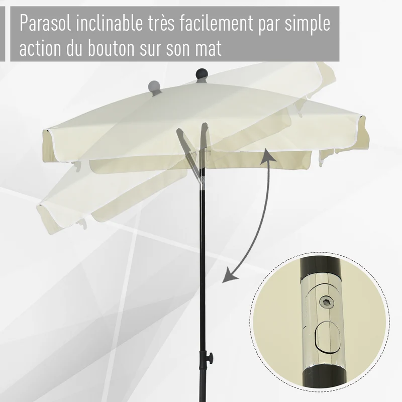Parasol inclinable jardin 198 x 130 x 245 cm protection solaire toile 160 g/m² contemporain en polyester beige clair 21_0004950
