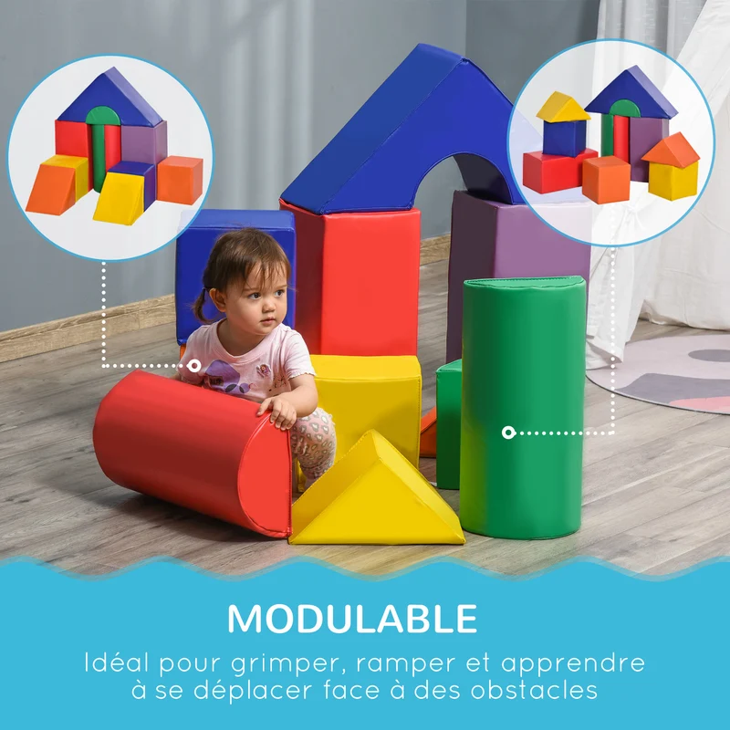Module motricité bébé jeu d'éveil 50 x 50 x 25 cm développement moteur sécurisé nettoyable style scandinave en epe rouge 21_0000717