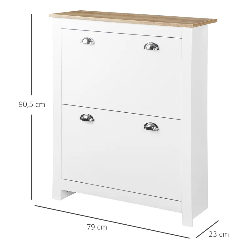 Meuble à chaussures entrée 79 x 23 x 90,5 cm rangement modulable sécurité anti-basculement contemporain en MDF blanc 21_0002630