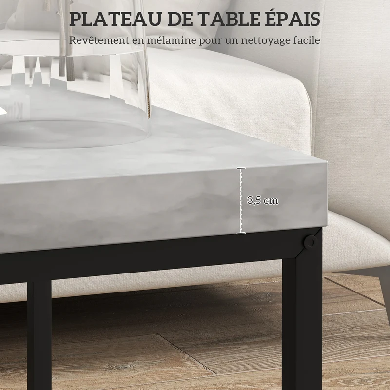 Lot de 2 tables gigognes encastrables 45 x 45 x 45 cm et 40 x 40 x 39 cm multifonction moderne élégant en acier gris 21_0003158