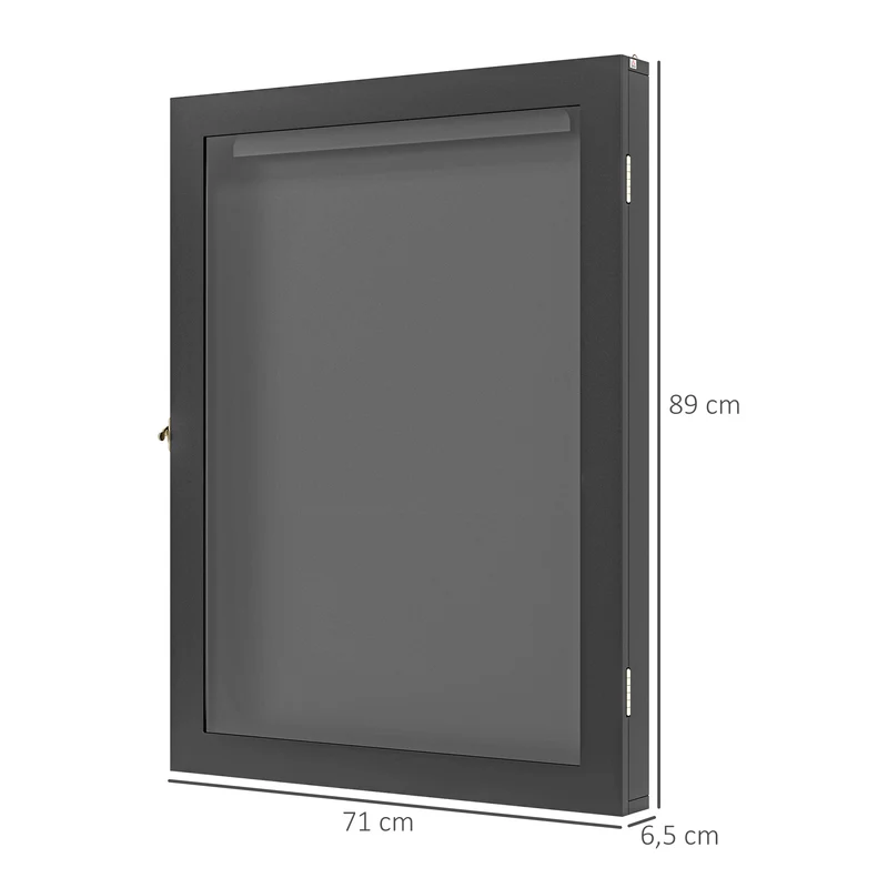 Cadre vitrine pour maillot mural 71 x 6.5 x 89 cm anti-poussière fond feutré crochet intérieur contemporain en bois noir 21_0006964