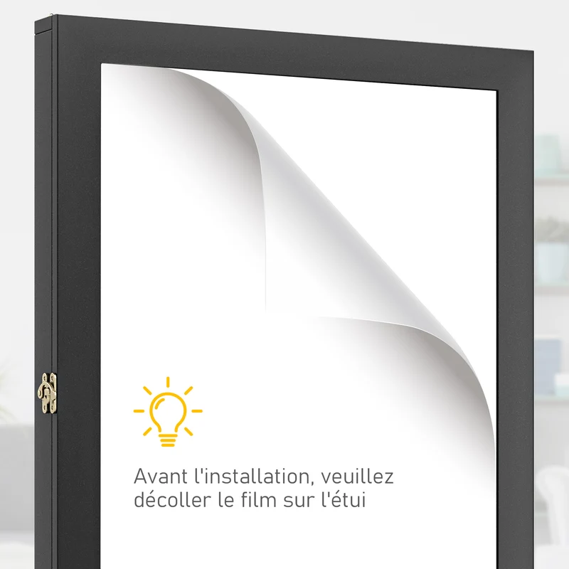 Cadre vitrine pour maillot mural 71 x 6.5 x 89 cm anti-poussière fond feutré crochet intérieur contemporain en bois noir 21_0006964