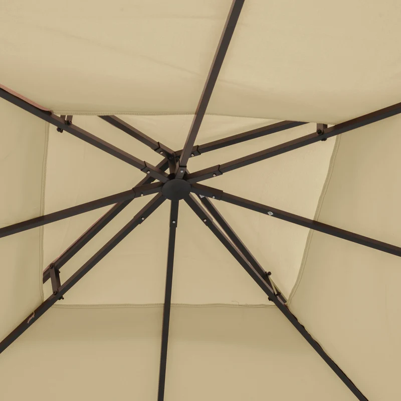 Toit de remplacement pour pavillon 3 x 3 m imperméable ombrage compatible métal contemporain extérieur en polyester beige 21_0004733