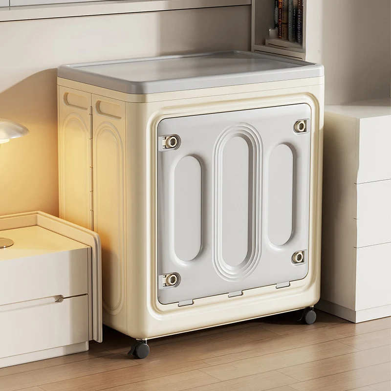 Modern Minimalist Movable Rectangle PP Plastic Dust-Proof Large Capacity Foldable Storage Cabinet 1-Cabinet For Bedroom