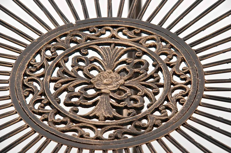Table de jardin balcon terrasse design rustique hauteur 69 cm en métal bronze 10_0003051