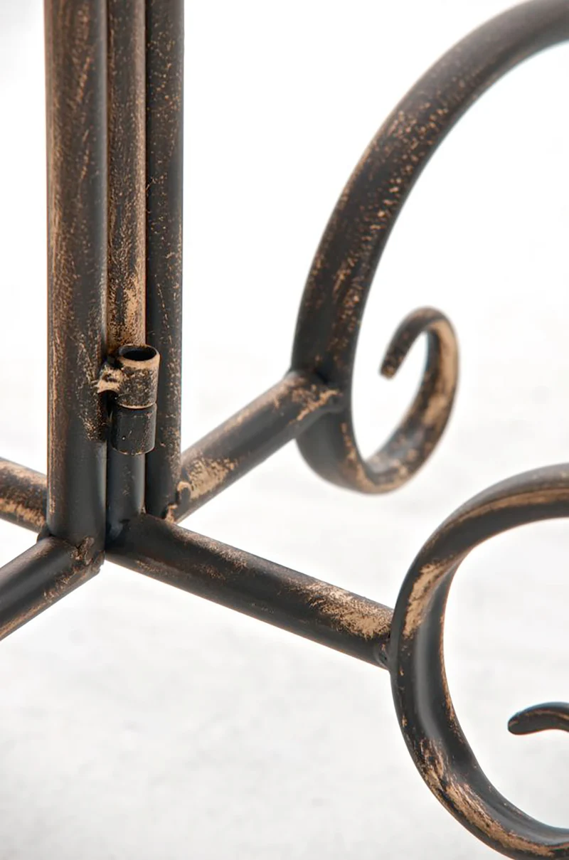 Table de jardin balcon terrasse design rustique hauteur 69 cm en métal bronze 10_0003051