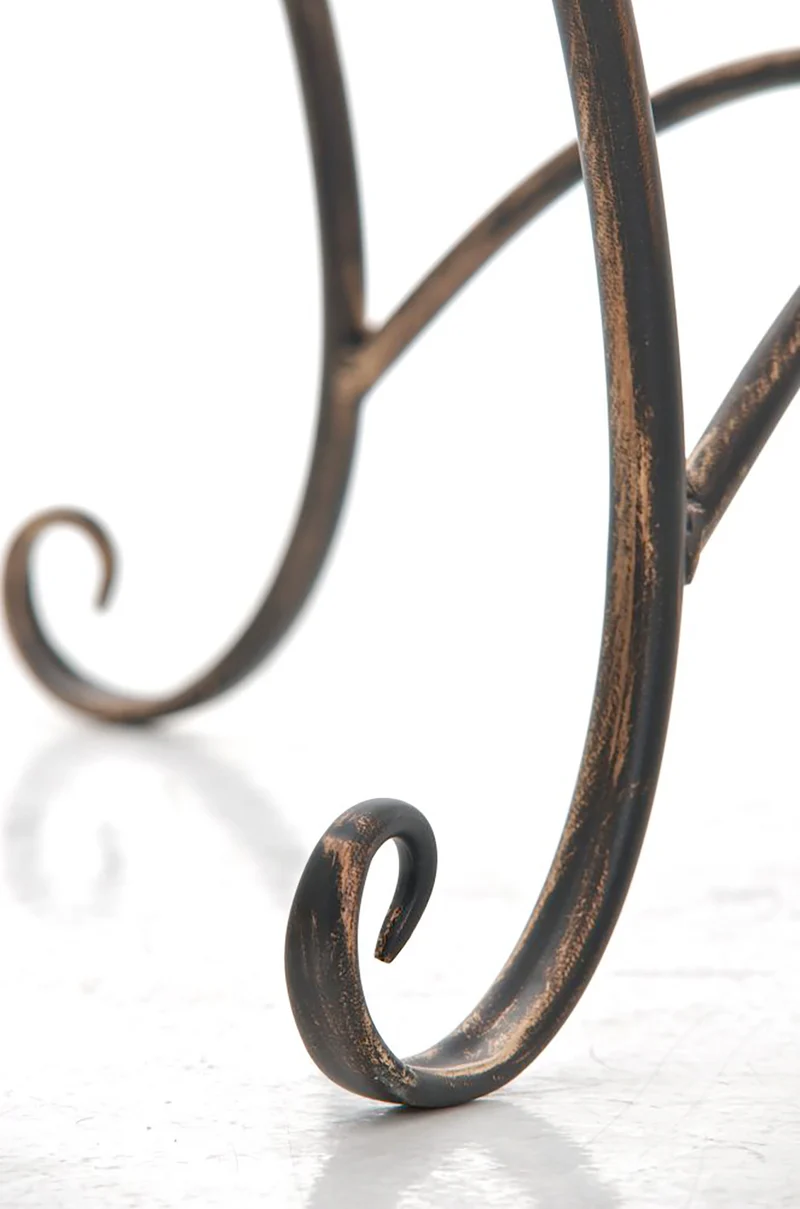 Table de jardin balcon terrasse design rustique hauteur 69 cm en métal bronze 10_0003051