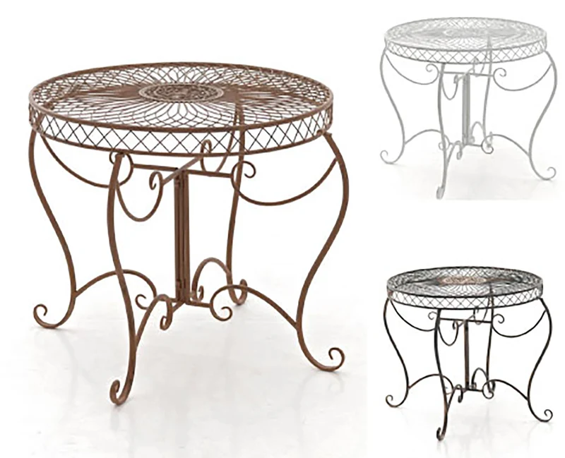 Table de jardin balcon terrasse design rustique hauteur 69 cm en métal bronze 10_0003051