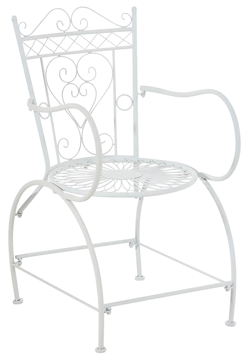 Lot de 2 chaises de jardin avec accoudoirs balcon terrasse design rustique en métal blanc 10_0002869