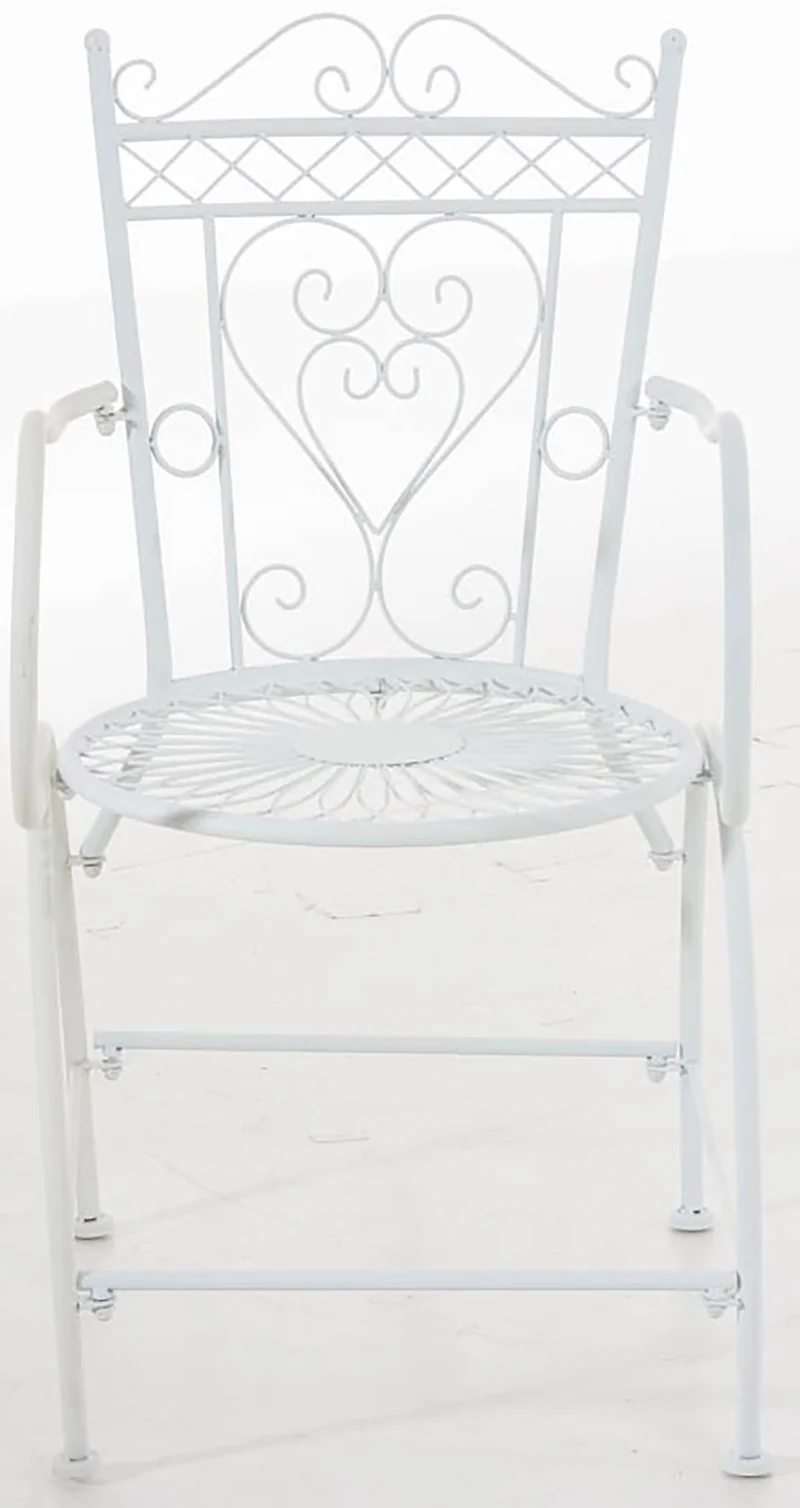 Lot de 2 chaises de jardin avec accoudoirs balcon terrasse design rustique en métal blanc 10_0002869