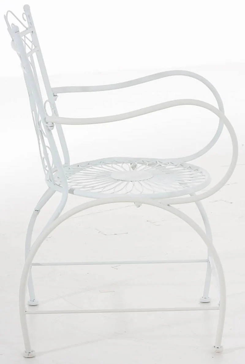 Lot de 2 chaises de jardin avec accoudoirs balcon terrasse design rustique en métal blanc 10_0002869