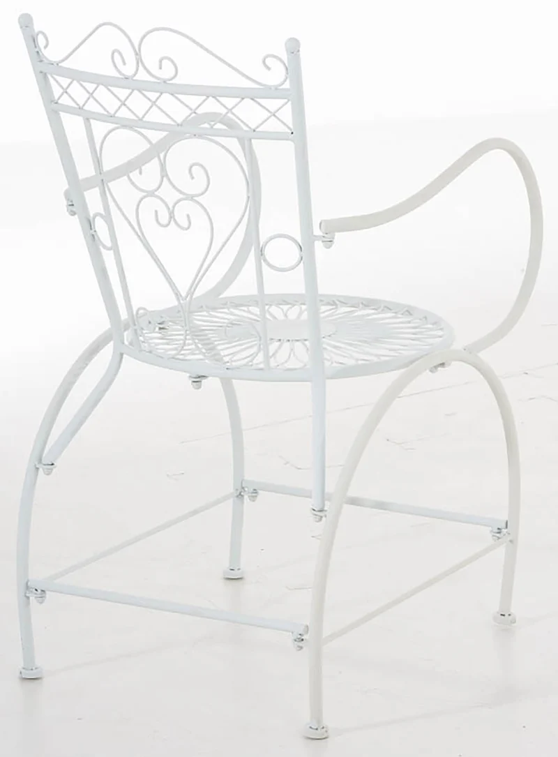 Lot de 2 chaises de jardin avec accoudoirs balcon terrasse design rustique en métal blanc 10_0002869