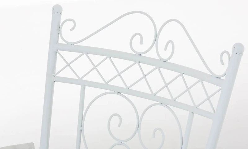 Lot de 2 chaises de jardin avec accoudoirs balcon terrasse design rustique en métal blanc 10_0002869