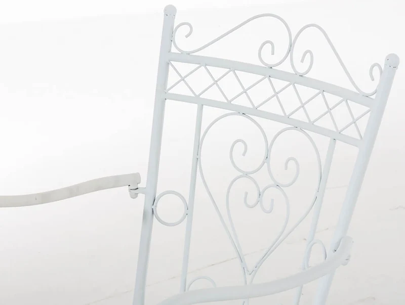 Lot de 2 chaises de jardin avec accoudoirs balcon terrasse design rustique en métal blanc 10_0002869