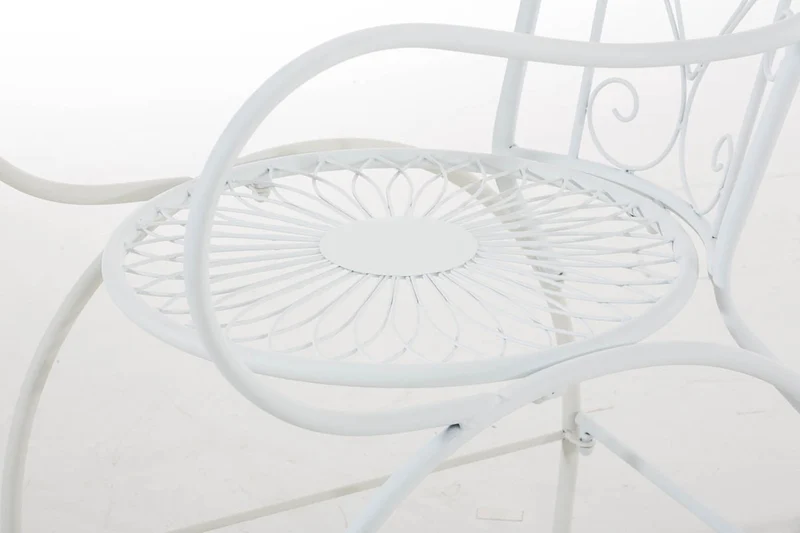 Lot de 2 chaises de jardin avec accoudoirs balcon terrasse design rustique en métal blanc 10_0002869