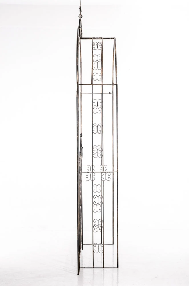 Arche de jardin en fer bronze avec portail – Arche à rosiers décorative treillis pour plantes grimpantes fixation au sol 10_0008926