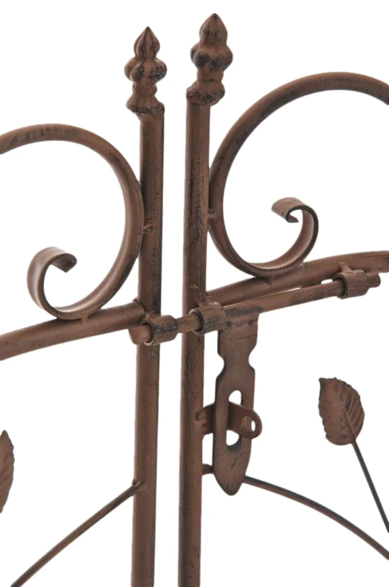 Arche de jardin arcade à rosiers avec portillon décoration jardin 235x100 cm en métal marron vieilli 10_0003934