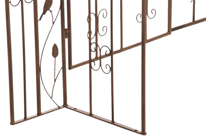 Arche de jardin arcade à rosiers avec portillon décoration jardin 235x100 cm en métal marron vieilli 10_0003934