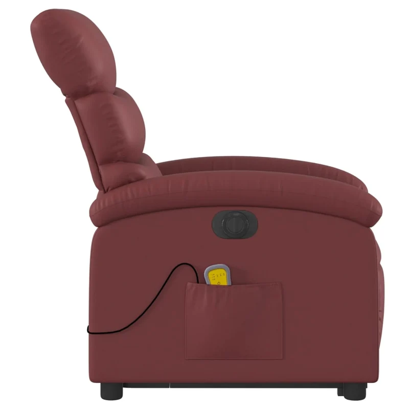 Fauteuil de relaxation fonction massage et inclinable en PVC rouge bordeaux DEC027830