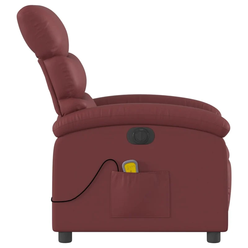 Fauteuil de relaxation TV fonction massage inclinable électrique 6 points de massage en PVC rouge bordeaux DEC027243