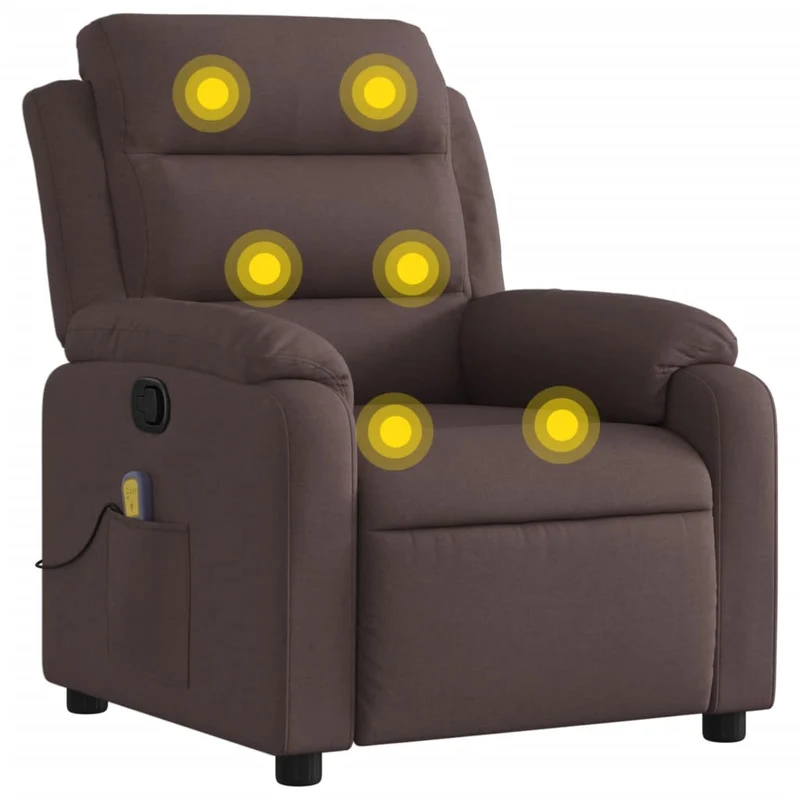 Fauteuil de relaxation TV fonction massage inclinable inclinaison manuelle en tissu marron foncé DEC026987
