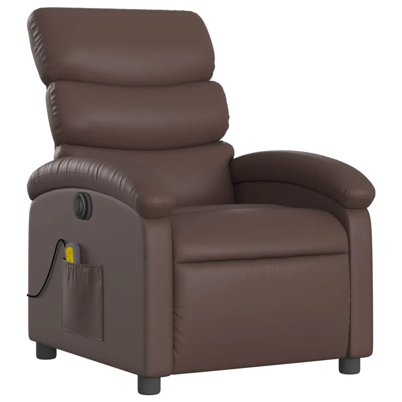 Fauteuil de relaxation TV fonction massage inclinable électrique 6 points de massage en PVC marron DEC027200