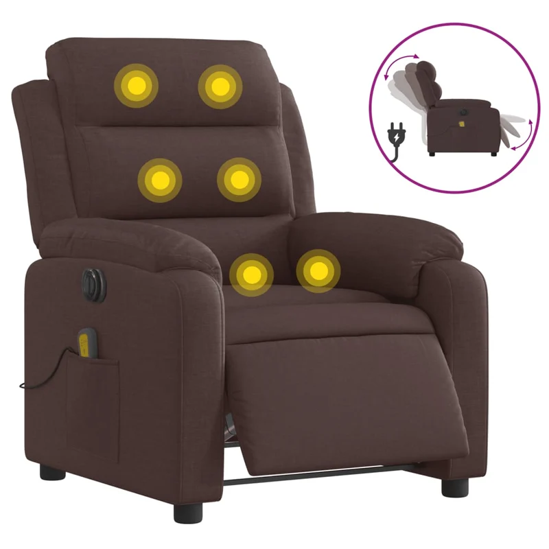 Fauteuil de relaxation TV fonction d'inclinaison électrique en tissu marron foncé DEC027195