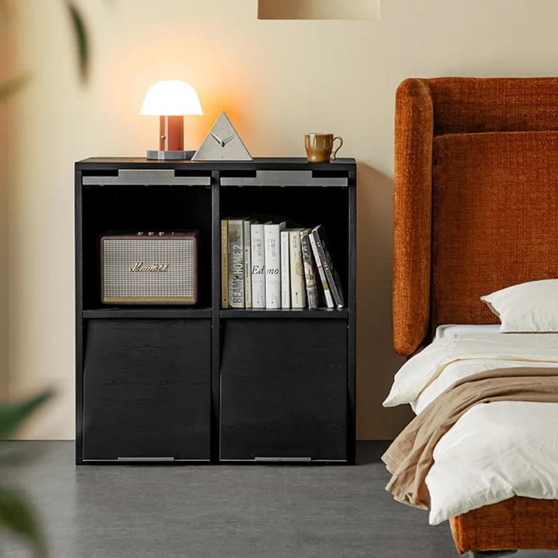 Modern Minimalist Flip-Up Door Storage Cabinet - Multi-Layer Solid Wood, Floor-Standing Organizer For Living Room