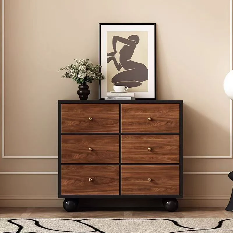 Contemporary Retro Particle Board Rectangular 6-Drawer Storage Cabinet For Living Room & Bedroom