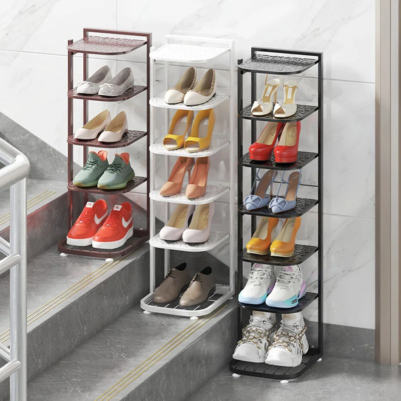 Modern Minimalist Square Pebble Pattern Iron Baking Paint Finish Shoe Storage 5/6/7/8/9/10-Tier For Entryways & Living Room