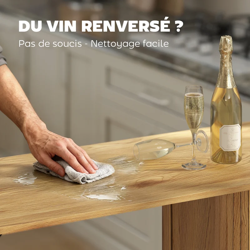 Table haute mange debout bar 112 x 50 x 106 cm stable 3 étagères rangement scandinave contemporain en MDF bois naturel 21_0003379