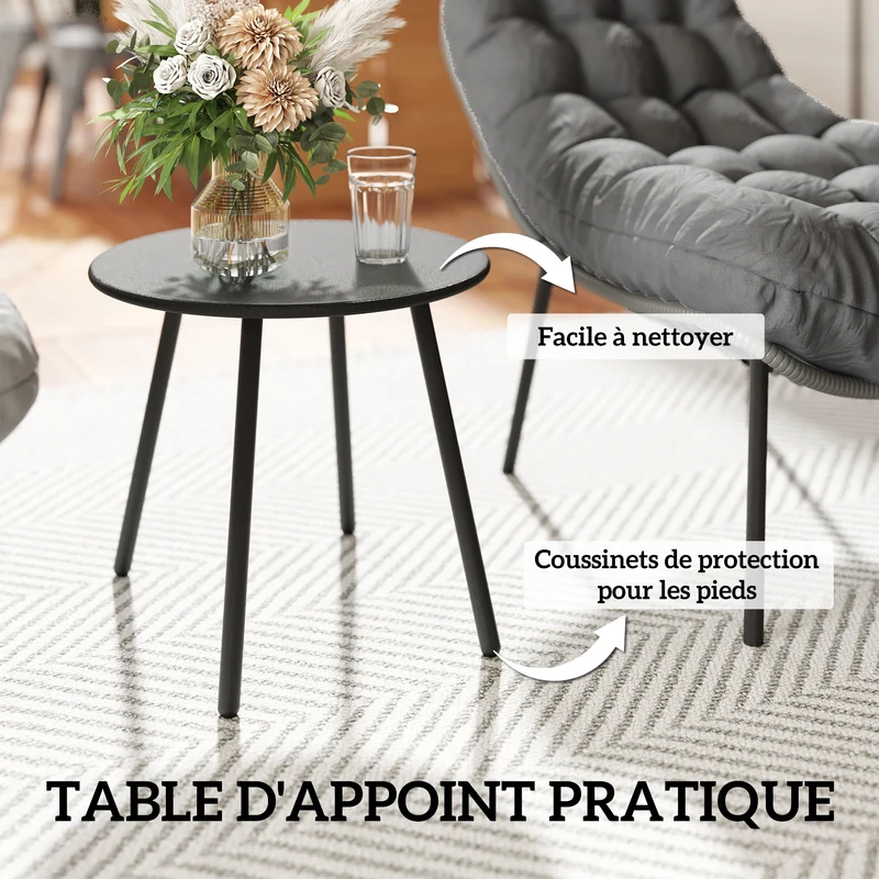 Salon de jardin 2 places balcon 66 x 99 x 73 cm coussins 15 cm assise enveloppante moderne cosy en résine tressée gris 21_0006020
