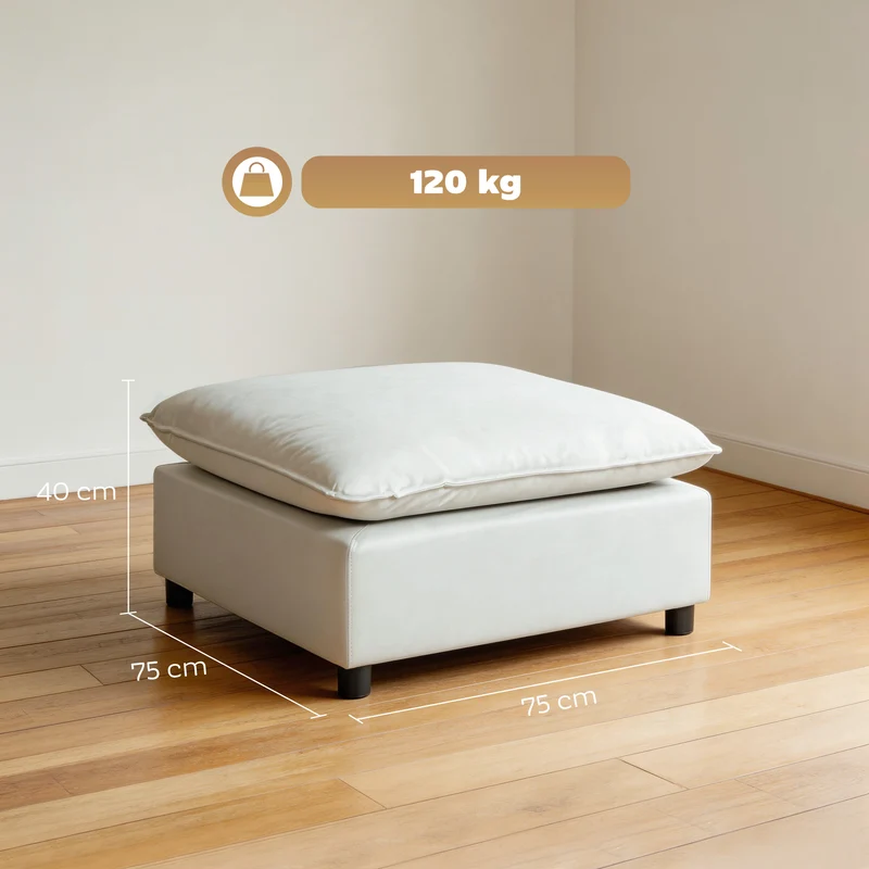 Pouf carré assise supplémentaire modulable 75 x 75 x 40 cm confort mousse design contemporain cosy salon en lin gris 21_0002993