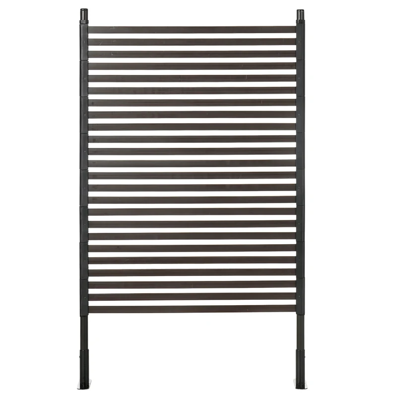 Panneau de clôture modulaire brise vue jardin 93 x 22 x 150 cm intimité treillis style contemporain en acier marron 21_0003975