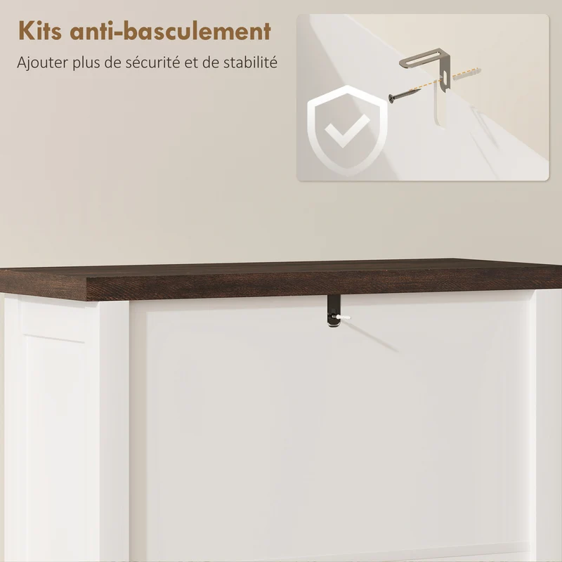Meuble à chaussures d'entrée étroit 60 x 26.5 x 133.7 cm rangement modulable gain de place style rustique en MDF blanc 21_0002810