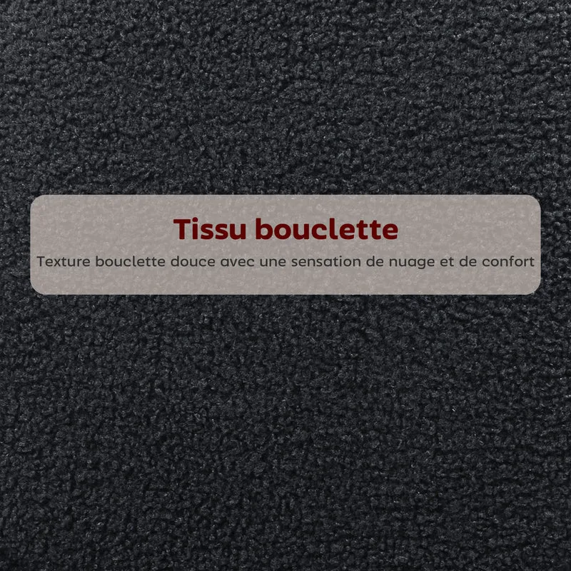 Lot de 2 tabourets de bar dossier courbé 49 x 52 x 95 cm assise rembourrée repose-pieds moderne en tissu bouclette noir 21_0003342