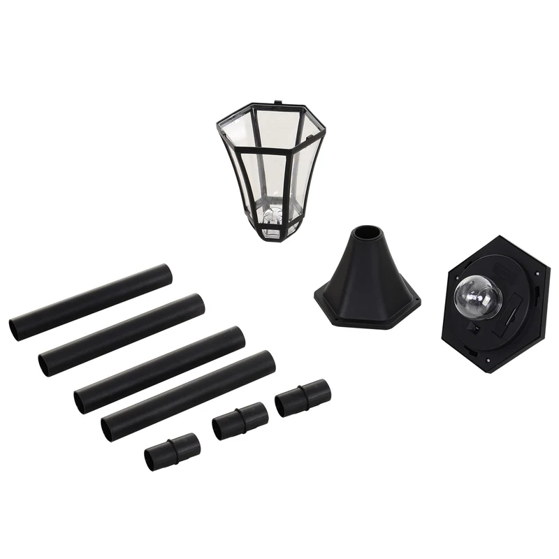 Lot de 2 lampadaires solaires d'extérieur jardin 18,5 x 129 cm éclairage automatique économique classique en abs noir 21_0006993