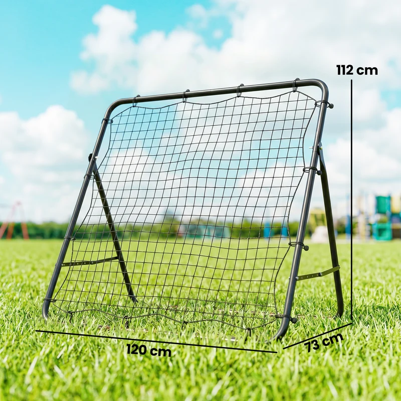 Filet de rebond football entraînement solo 120 x 73 x 112 cm 5 angles réglables cible précision pliable moderne tendance en acier noir 21_0006633