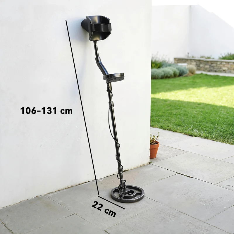 Détecteur de métaux 106 x 22 x 30 cm détection 18 cm manche réglable bobine étanche moderne compact en aluminium noir 21_0004433