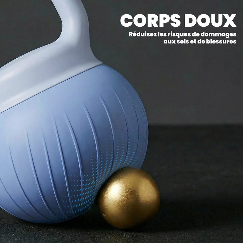 Boule de musculation 10 kg 24 x 24 x 32 cm prise antidérapante poignée ergonomique moderne design en plastique bleu 21_0006895