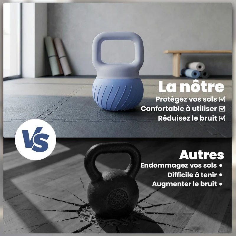 Boule de musculation 10 kg 24 x 24 x 32 cm prise antidérapante poignée ergonomique moderne design en plastique bleu 21_0006895