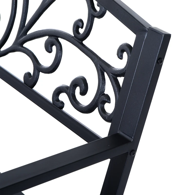 Banc de jardin terrasse extérieur 2 places 127 x 60 x 85 cm confortable accoudoirs arrondis design épuré en métal noir 21_0004554
