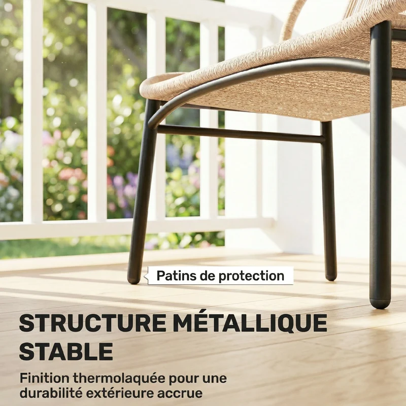 Banc de jardin 2 places 138 x 62 x 83 cm assise large dossier confortable scandinave en résine tressée bois naturel 21_0006087