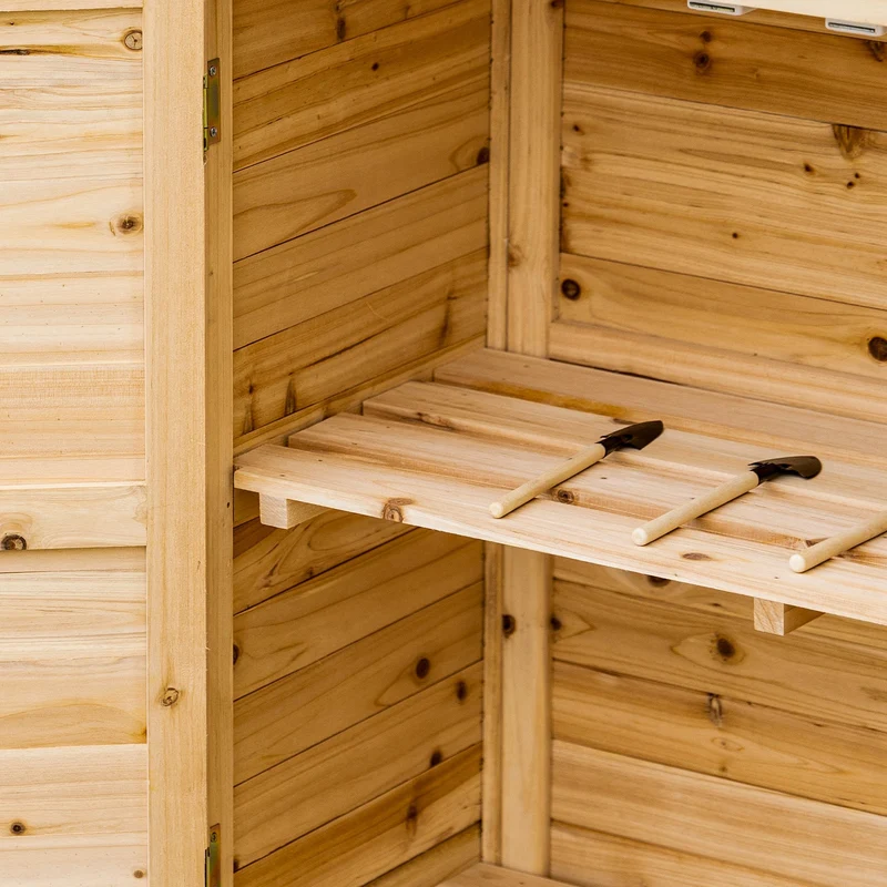 Armoire de jardin surélevée 83 x 40 x 92 cm avec étagère intérieure et double porte pratique rustique en bois naturel 21_0004680