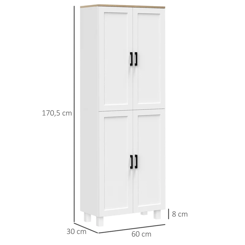 Armoire de cuisine haute 60 x 30 x 170,5 cm 6 étagères réglables anti basculement moderne en panneau de particules blanc 21_0002350
