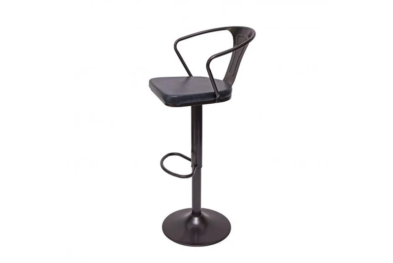 2x tabourets de bar en synthétique gris et métal noir style industrielle avec accoudoirs TDB04056