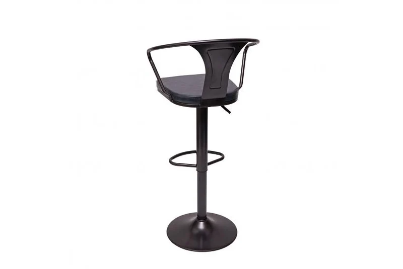 2x tabourets de bar en synthétique gris et métal noir style industrielle avec accoudoirs TDB04056