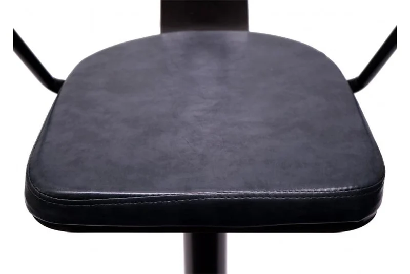 2x tabourets de bar en synthétique gris et métal noir style industrielle avec accoudoirs TDB04056
