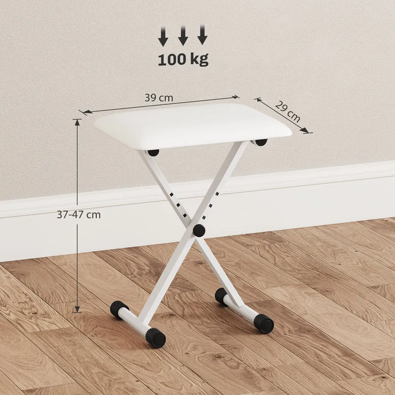 Tabouret de piano pliable pour piano 39 x 29 x 37-47 cm siège réglable assise rembourrée moderne minimaliste en PU blanc 21_0001736